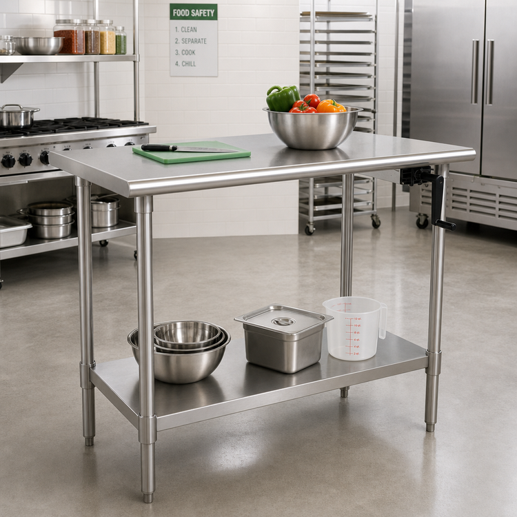 Product image #2 for Eagle AdjusTable ADA/Ergonomic Height Adjustable Work Table with 304 Stainless Steel Top and Undershelf, 72 x 30 Inches