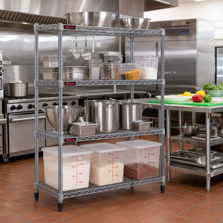 Product image #2 for Eagle Group Valu-Master 72"W x 30"D Wire Shelf, Pewter Gray Epoxy, 600 lb. Capacity