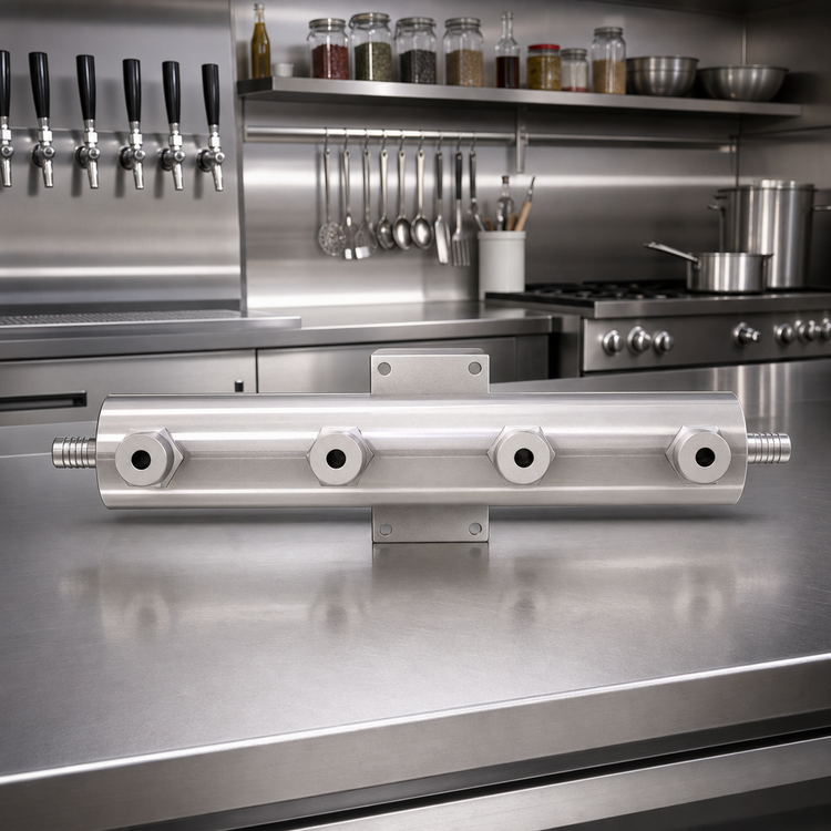 Product image #2 for 4-Station Pass-Through Beer Manifold with 1/2 Inch Barb Inlet and Outlet