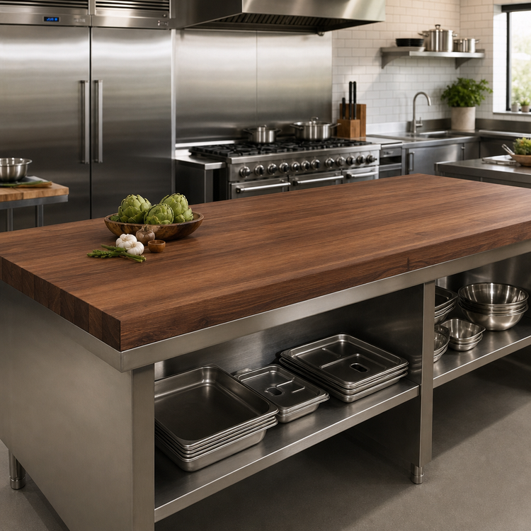 Product image #2 for John Boos Boos Block American Black Walnut Edge Grain Kitchen Countertop, 108 x 42 x 2-1/4 Inches