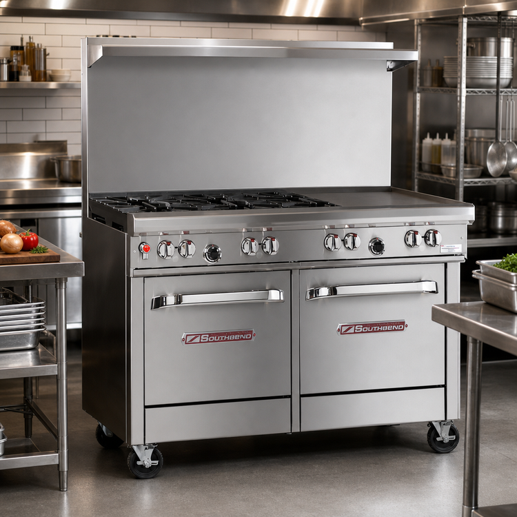 Product image #2 for Southbend Ultimate 48-Inch Gas Restaurant Range with Griddle, Standard Oven and Cabinet Base