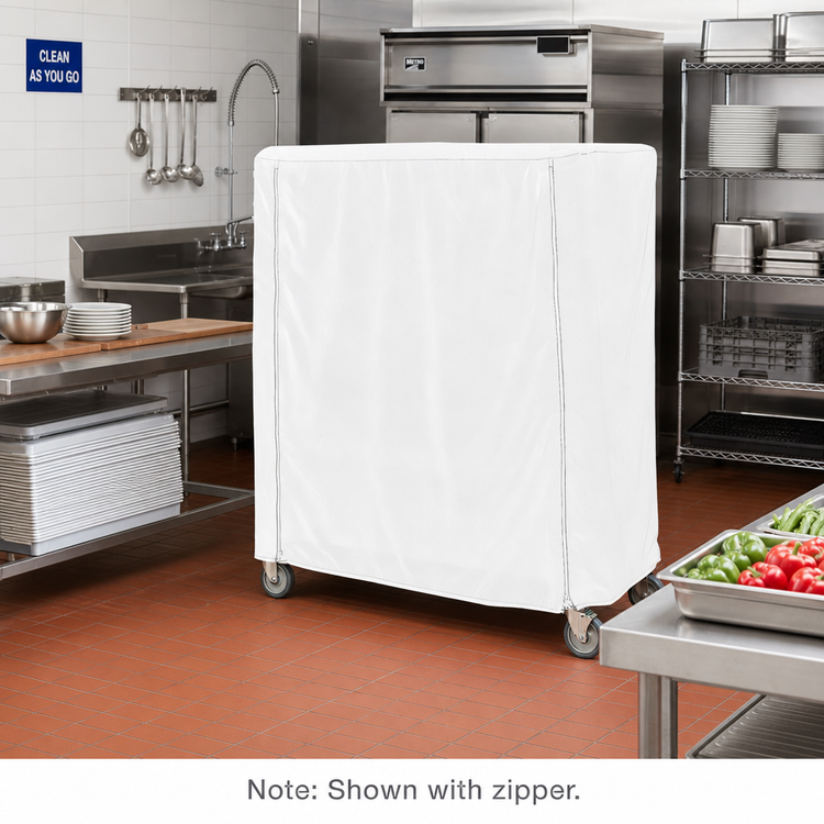 Product image #2 for Metro Waterproof Vinyl-Nylon Banquet Cart Cover, 72"W x 24"D x 74"H, White