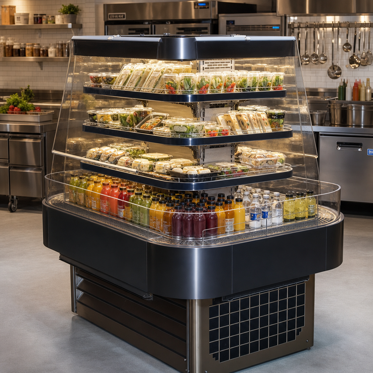 Product image #2 for Howard-McCray 42 Series Refrigerated Island Open Merchandiser Case, 60" W x 42" D, Black, LED