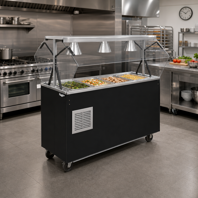 Product image #2 for Vollrath 2-Series Affordable Portable 60-Inch Refrigerated 4-Pan Cold Food Buffet Station with Breath Guard