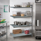 Thumbnail image #2 for Cambro Camshelving® Basics Plus CBA214872VS4580 4-Tier Vented & Solid Add-On Polymer Shelving Unit, 21"D x 48"W x 72"H, Brushed Graphite