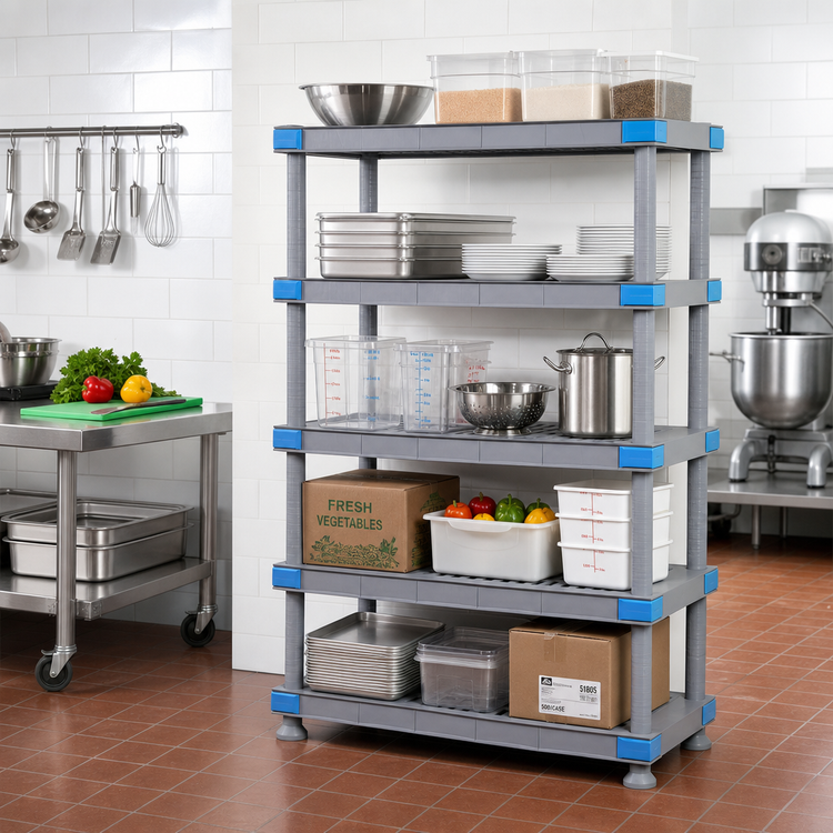 Product image #2 for Quantum Millenia 5-Shelf Polymer Shelving Unit, 72"W x 24"D x 62"H, 2,000 lb. Capacity