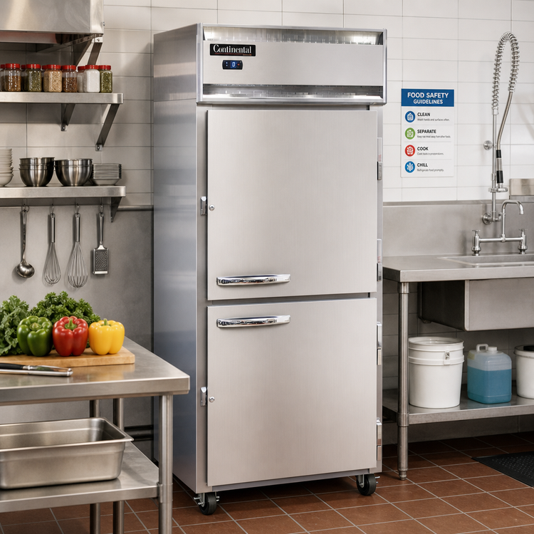 Product image #2 for Continental Refrigerator 1FXSNSSHD 1-Section Extra-Wide Shallow Depth Reach-In Freezer with Half-Height Solid Doors