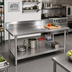 Thumbnail image #2 for John Boos Stallion 144-Inch x 24-Inch Stainless Steel Work Table with 5-Inch Backsplash and Adjustable Undershelf
