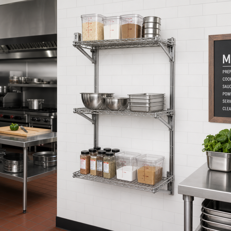 Product image #2 for Eagle Valu-Gard Adjustable Post Wire Wall Mount Mid Unit for 24-Inch Shelves, 54-Inch Post