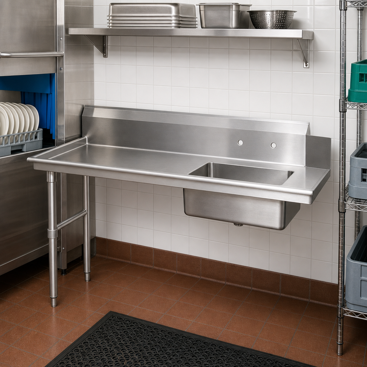 Product image #2 for 48-Inch Right-Side Soiled Dish Table with Sink, Stainless Steel