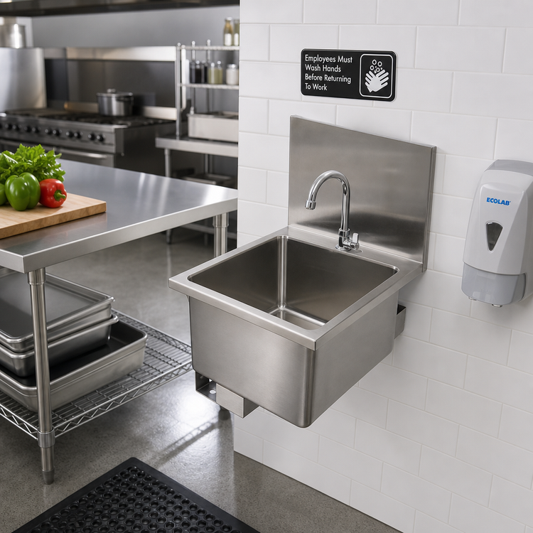 Product image #2 for John Boos Pro-Bowl Wall-Mount Stainless Steel Hand Sink, 16" x 16" Bowl, 10" Deep