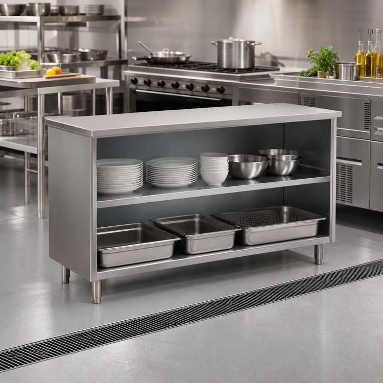 Product image #2 for Eagle Spec-Master Open Front Plate Cabinet with 14/304 Stainless Steel Top, 48W x 15D