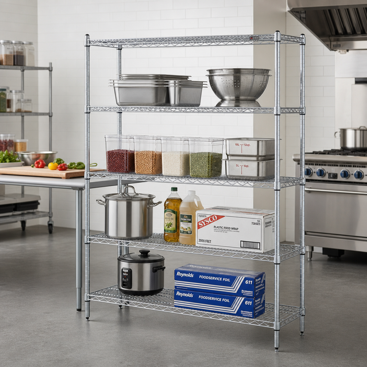 Product image #2 for EAGLEbrite 4-Tier Stationary Starter Wire Shelving Unit, 48"W x 21"D x 74"H, Zinc Finish