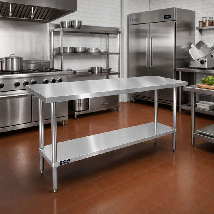 Product image #2 for Sapphire 72 Inch x 36 Inch Flat Top Stainless Steel Work Table with Adjustable Undershelf