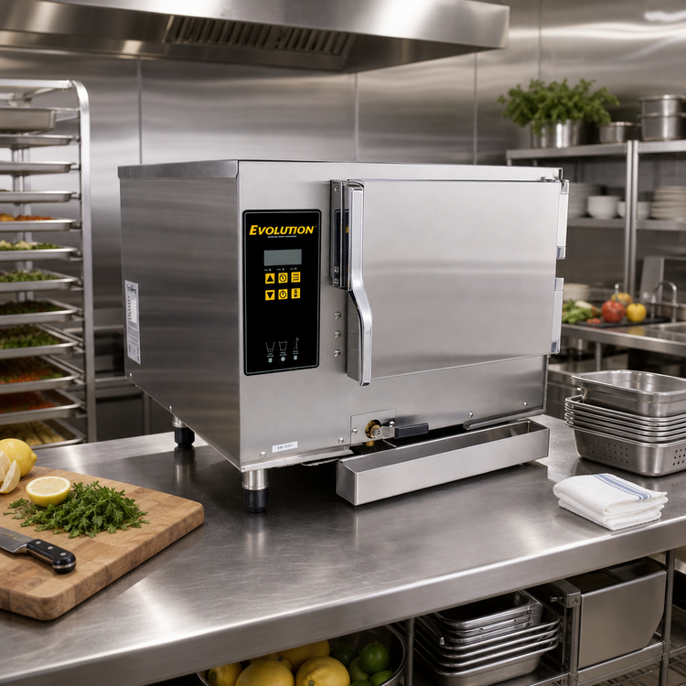 Product image #2 for AccuTemp Connected Evolution 3-Pan Countertop Electric Boilerless Convection Steamer, 208V, 3-Phase, 15 kW