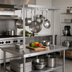 Thumbnail image #2 for John Boos Square Table-Mounted Stainless Steel Pot Rack with 12 Double Hooks, 43-1/4 W x 18 D x 48 H