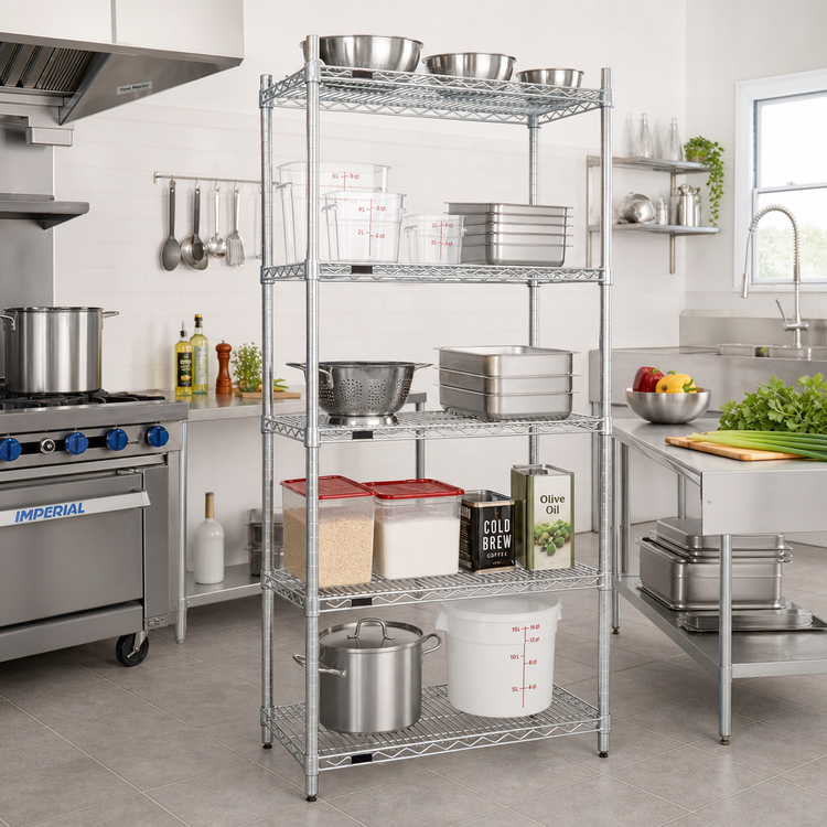 Product image #2 for Eagle EAGLEbrite 5-Tier Stationary Starter Wire Shelving Unit, 30"W x 24"D x 74"H, Zinc Finish