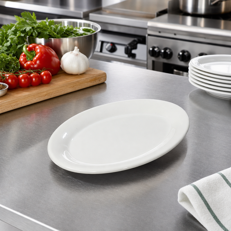 Product image #2 for Sierrus White Oval Melamine Standard Platter, 9-1/2 x 7-1/4 Inch