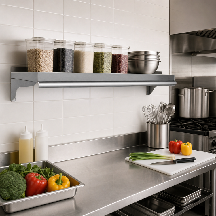 Product image #2 for Eagle 36 Inch x 12 Inch Commercial Wall-Mounted Shelf, 16 Gauge 304 Stainless Steel