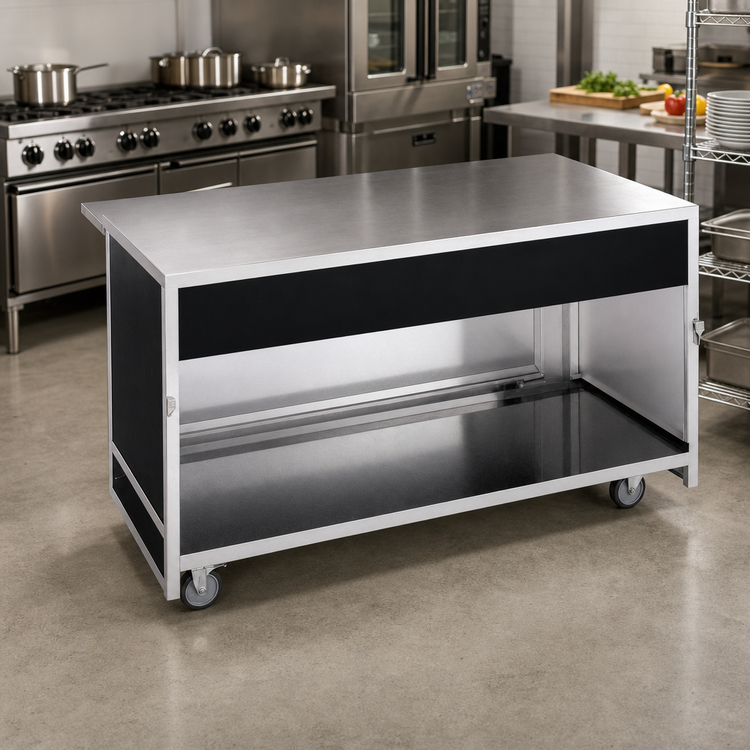Product image #2 for Atlas Metal Mobile Modular Utility Serving Counter with Stainless Steel Top and Open Cabinet Base