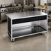 Thumbnail image #2 for Atlas Metal Mobile Modular Utility Serving Counter with Stainless Steel Top and Open Cabinet Base