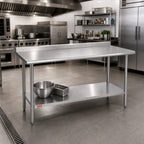 Thumbnail image #2 for Duke Manufacturing 314S-2460-2R Stainless Steel Work Table, 60 x 24 Inch, 14-Gauge 300 Series Top, 1-1/8-Inch Riser, Undershelf