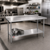 Thumbnail image #2 for Duke 60-Inch x 24-Inch 14-Gauge 300 Series Stainless Steel Work Table with 1-1/8-Inch Riser and Undershelf
