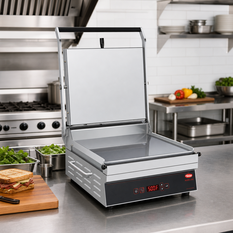 Product image #3 for Hatco Single Flat-Plate Commercial Panini Grill with Digital Controls, 500°F