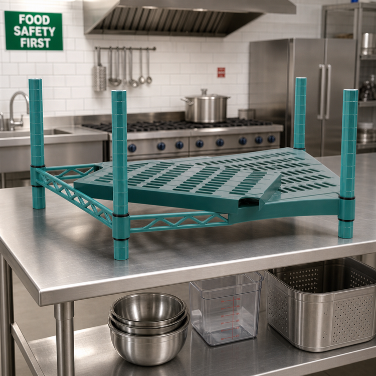 Product image #2 for QuadPlus Green Louvered Polymer Shelf Mat, 48 x 21 Inches, with Wire QuadTruss Frame