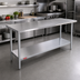 Thumbnail image #2 for 60 Inch x 24 Inch Flat Top Stainless Steel Work Table with Undershelf