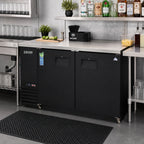 Thumbnail image #2 for Everest Refrigeration EBB59 Two-Section Back Bar Refrigerator, 57-3/4-Inch Wide, 20 Cu. Ft., Stainless Steel Top, Black Exterior