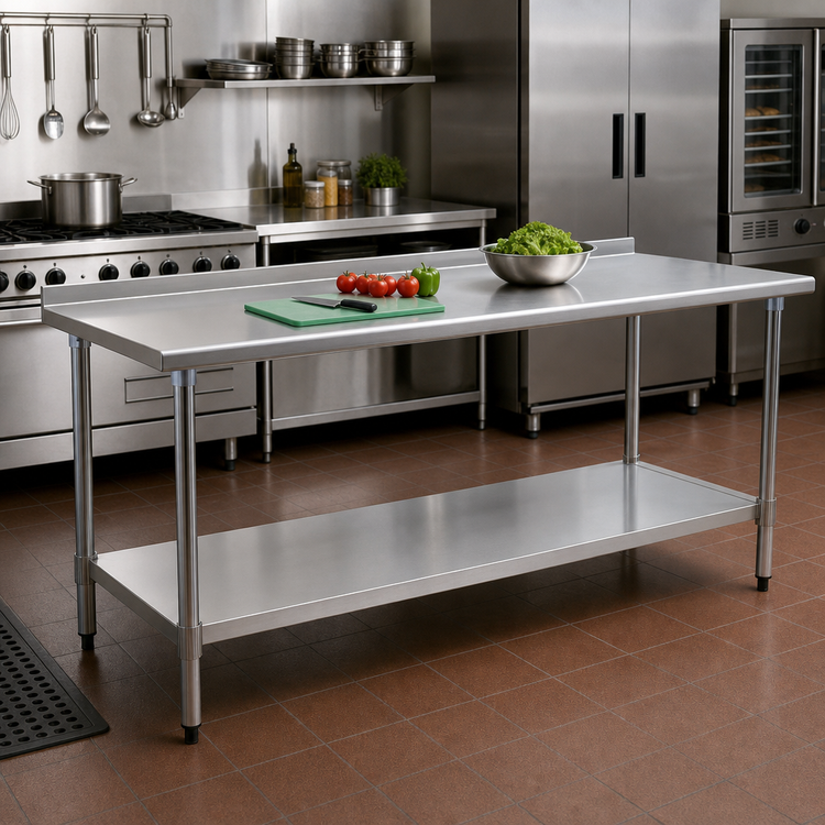 Product image #2 for Eagle Spec-Master 72-Inch x 36-Inch Stainless Steel Work Table with 1-1/2-Inch Rear Up-Turn and Adjustable Undershelf