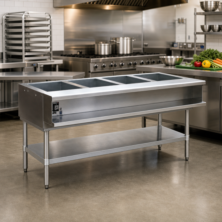 Product image #2 for Eagle Group Liquid Propane Water Bath Hot Food Table with Open Base, 4 Pan Openings
