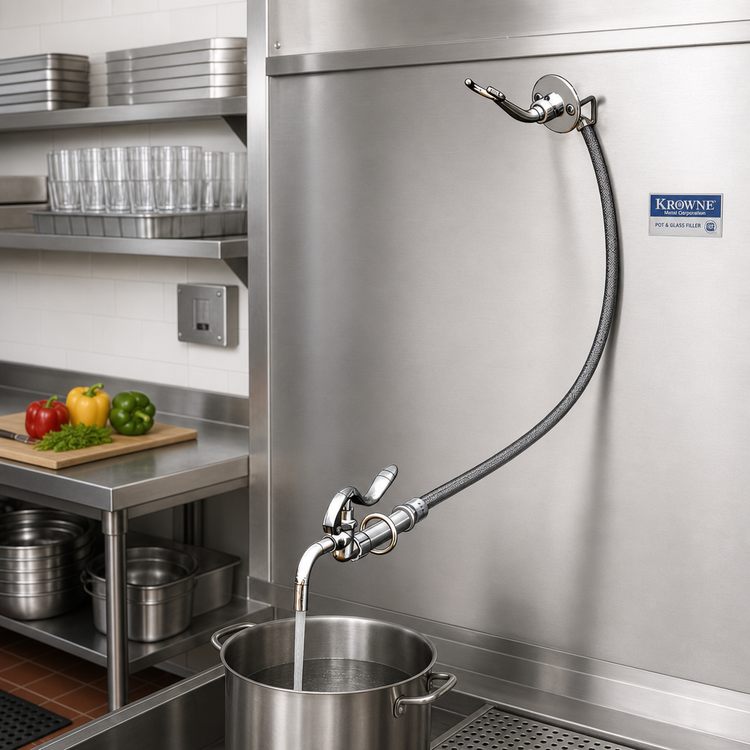 Product image #2 for Pot & Glass Filler with Curved Plain-End Nozzle, 68-Inch Flexible Stainless Steel Hose, and Wall Hook