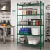 Thumbnail image #2 for Steel Works Stainless Heavy Duty 5-Tier Stationary Wire Shelving Unit, 54 x 24 x 84 Inches, Green Epoxy