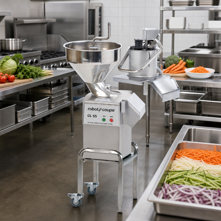 Product image #2 for Robot Coupe CL55 Dual Feed Head Commercial Vegetable Prep Machine with Mobile Stand, 2.5 HP, 120V, No Discs