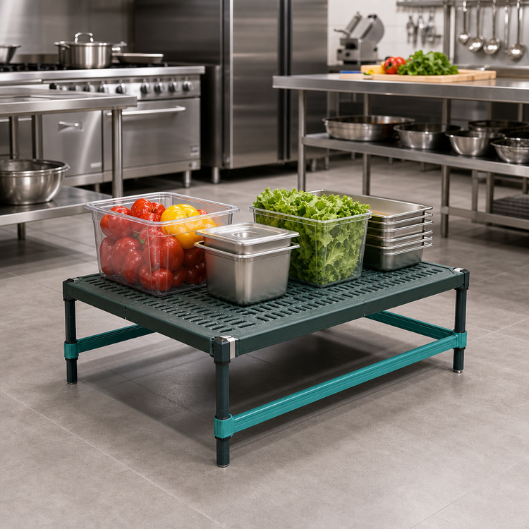 Product image #2 for QuadPlus Stationary Dunnage Rack with Louvered Polypropylene Mat, 30 x 21 x 14 Inches, 1000 lb Capacity