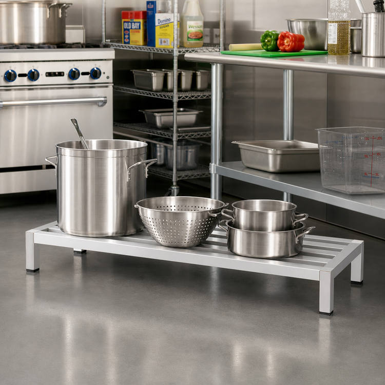 Product image #2 for New Age Heavy-Duty 60"W x 20"D x 8"H All-Welded Aluminum Dunnage Rack, 1,500 lb Capacity