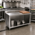 Thumbnail image #2 for John Boos Stainless Steel Work Table with Open Front Cabinet Base and 5-Inch Backsplash, 72 x 24 Inches
