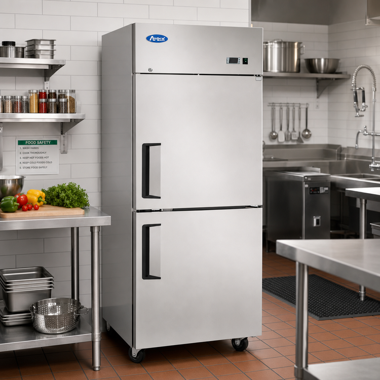 Product image #3 for Atosa One-Section Top-Mount Reach-In Freezer with Two Locking Half Doors, 21.4 Cu. Ft., Stainless Steel
