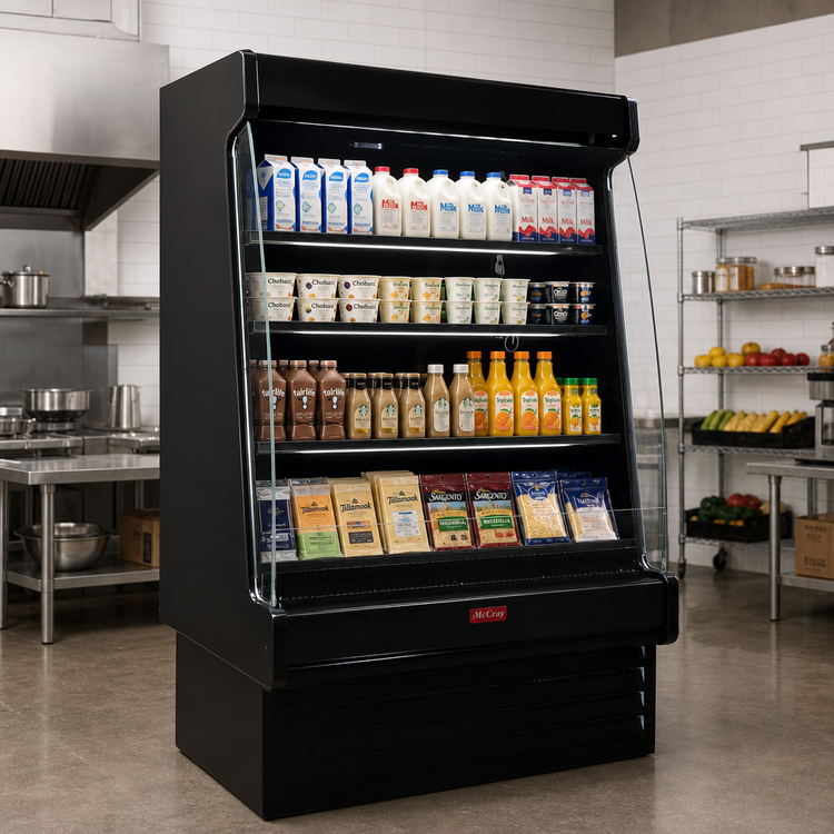 Product image #2 for Howard-McCray 35E Series 75-Inch Sloped Dairy Open Merchandiser, Self-Contained Open-Air Cooler, LED, Black