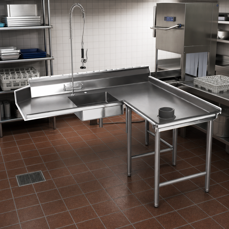 Product image #2 for Eagle Group Right-Hand Island Soiled Dishtable with Pre-Rinse Sink, 72 x 60 Inches, 16-Gauge 304 Stainless Steel