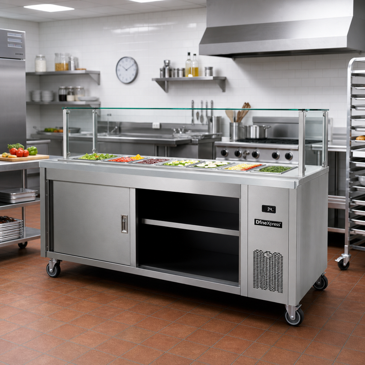 Product image #2 for DineXpress DXP5HCM 5-Pan 74-Inch Hot/Cold Mechanically Cooled Serving Counter