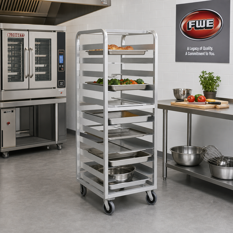 Product image #2 for FWE Mobile Oval Tray Rack for 18 x 26 Trays, 12 x 20 Pans, and Oval Trays