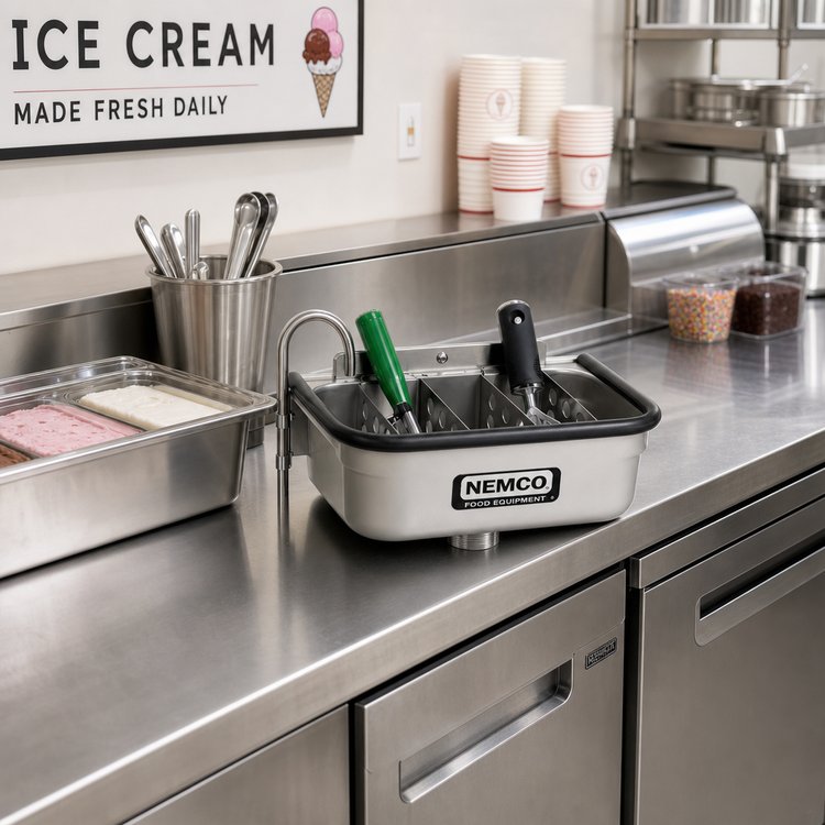Product image #2 for Spadewell 13-Inch Side-Mount Stainless Steel Ice Cream Spade Dipper Well