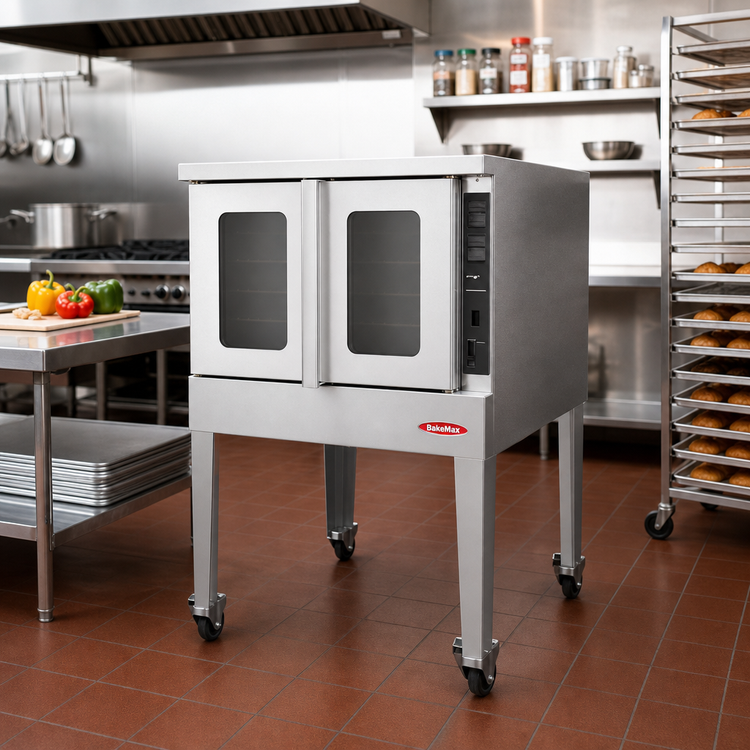 Product image #2 for BakeMax BASCO5G Single Deck Full-Size Gas Convection Oven, 9 Full-Size Pan Capacity