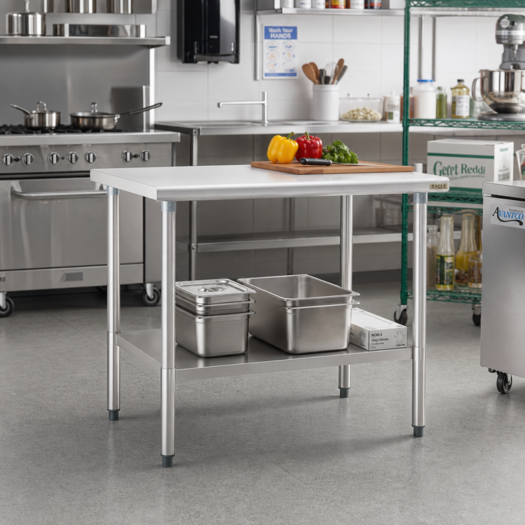 Product image #2 for Eagle Group Deluxe Series Stainless Steel Work Table with Adjustable Undershelf, 60 x 24 Inches