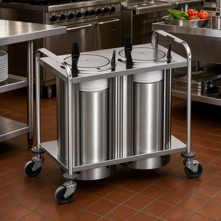 Product image #2 for Atlas Metal MOPD3H-10-1/8 Mobile Open Frame Heated Plate Dispenser with 3 Tubes for 10-1/8 Inch Plates
