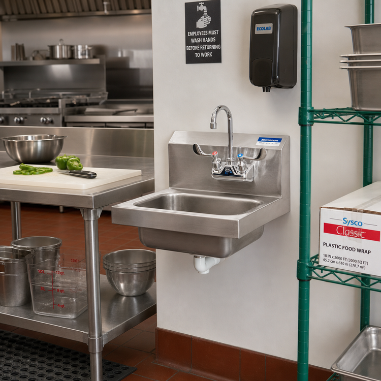 Product image #2 for BK Resources Wall-Mount Hand Sink, 14 x 10 x 5 Bowl, 304 Stainless Steel