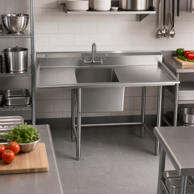 Product image #2 for Eagle Group S16 Series 1-Compartment Stainless Steel Sink, 29 x 27 Inches, 20 x 20 x 14 Bowl